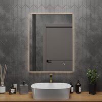  Roxen Зеркало Frida c подсветкой 510215-60 (60x80) в тонком металлическом профиле в цвете брашированное золото - Превью изображения №4 — Интернет-магазин samo.by