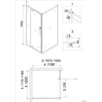 Душевая стенка Niagara NG-A110G 110x190 - Превью изображения №3 — Интернет-магазин samo.by