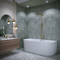 Ванна Wellsee Collaro 180x80 28910203R (пристенная ванна белый глянец, экран, ножки, сифон-автомат матовый черный) - Превью изображения №8 — Интернет-магазин samo.by