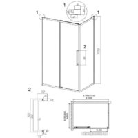 Душевой уголок Grossman Cosmo 120x80x195 120.K33.02.1280.32.00 (золото сатин/прозрачное стекло) - Превью изображения №10 — Интернет-магазин samo.by