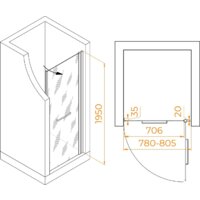 Душевая дверь RGW PA-103 020810308-15 80 (белый/прозрачное стекло) - Превью изображения №2 — Интернет-магазин samo.by