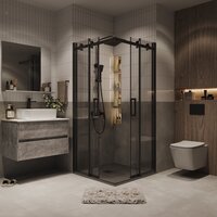 Душевой уголок Grossman Classic 90x90x195 300.K33.04.9090.21.00 (черный матовый/прозрачное стекло) - Превью изображения №8 — Интернет-магазин samo.by