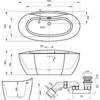 Ванна Wellsee L’aster 175x85 236301002 (отдельностоящая ванна белый глянец, экран, ножки, сифон-автомат глянцевый белый) - Превью изображения №10 — Интернет-магазин samo.by