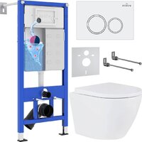 Унитаз подвесной Roxen Antares в комплекте с инсталляцией StounFix Dual Fresh 6 в 1 501501 (кнопка: белый глянец) - Превью изображения №1 — Интернет-магазин samo.by
