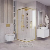 Душевой уголок Grossman Cosmo 100x100x195 300.K33.02.1010.32.00 (золото сатин/прозрачное стекло) - Превью изображения №10 — Интернет-магазин samo.by