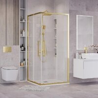 Душевой уголок Grossman Cosmo 100x100x195 300.K33.02.1010.32.00 (золото сатин/прозрачное стекло) - Превью изображения №7 — Интернет-магазин samo.by