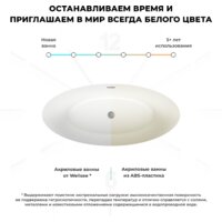 Ванна Wellsee Cerulean 174x80 231001004 (отдельностоящая ванна белый глянец, экран, ножки, сифон-автомат золото) - Превью изображения №7 — Интернет-магазин samo.by