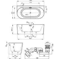 Ванна Wellsee Collaro 170x80 28910101R (пристенная ванна белый глянец, экран, ножки, сифон-автомат хром) - Превью изображения №10 — Интернет-магазин samo.by