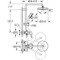Душевая система  Grohe Tempesta Cosmopolitan System 210 26224001 - Превью изображения №2 — Интернет-магазин samo.by