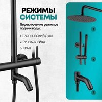 Душевая система  Grocenberg GB7099 (черный матовый) - Превью изображения №6 — Интернет-магазин samo.by