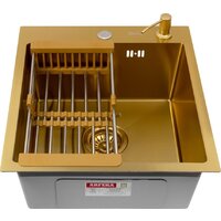 Кухонная мойка ARFEKA Eco AR мойка 450*500, коландер, дозатор Gold - Превью изображения №2 — Интернет-магазин samo.by