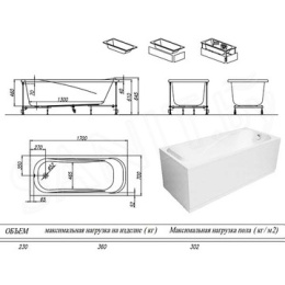 Ванна акриловая String 170x75